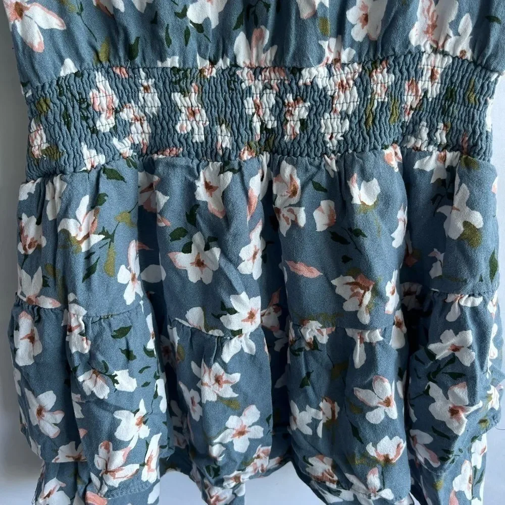 Mustard Seed Blue Floral Tunic Top